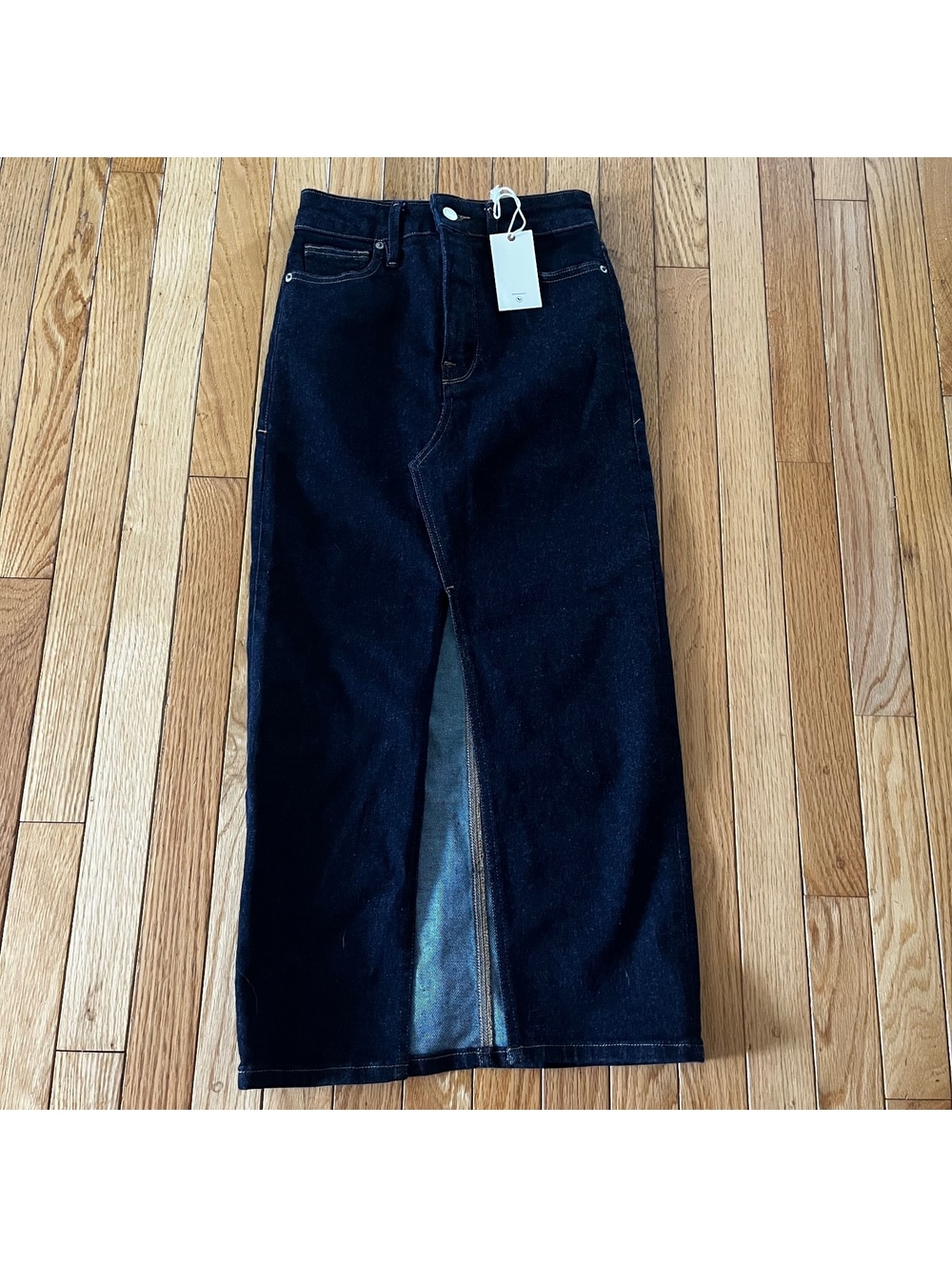 Good American Slit Front Midi Denim Skirt Size 0/25